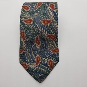 Liberty of London paisley peacock tie blue green red tan